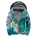 Blue Ocean Acid Melt Print Sherpa Lined Zip Up Hoodie