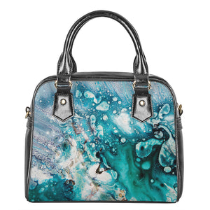 Blue Ocean Acid Melt Print Shoulder Handbag