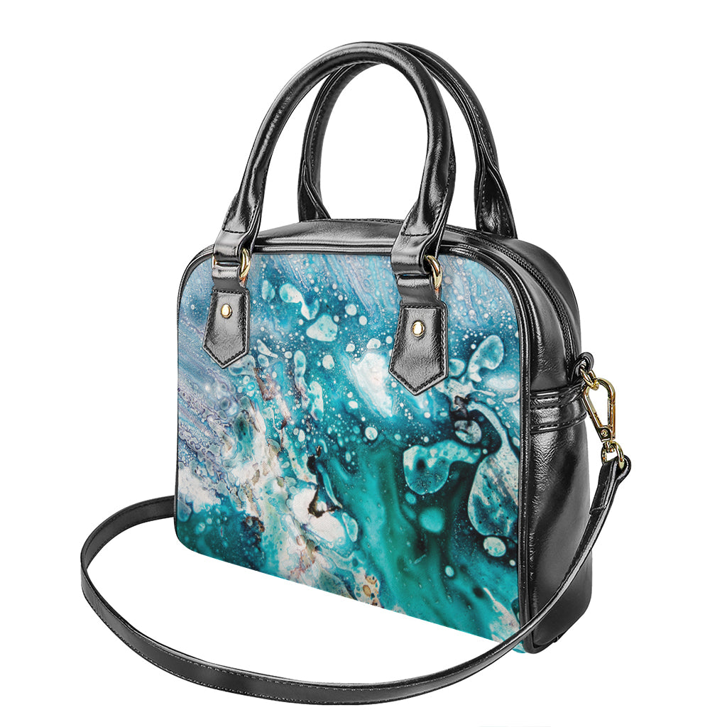 Blue Ocean Acid Melt Print Shoulder Handbag