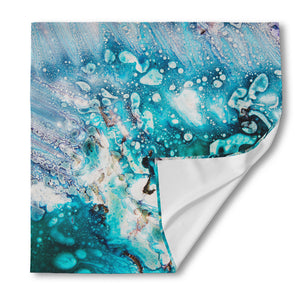 Blue Ocean Acid Melt Print Silk Bandana