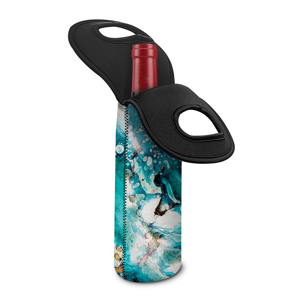 Blue Ocean Acid Melt Print Single Neoprene Wine Tote