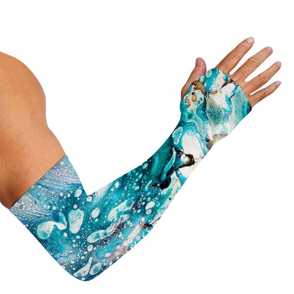 Blue Ocean Acid Melt Print Sun Protection Arm Sleeves