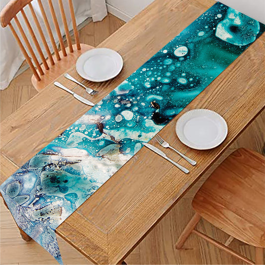 Blue Ocean Acid Melt Print Table Runner