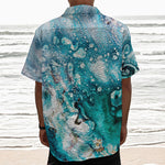 Blue Ocean Acid Melt Print Textured Short Sleeve Shirt