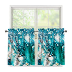 Blue Ocean Acid Melt Print Tier Curtains