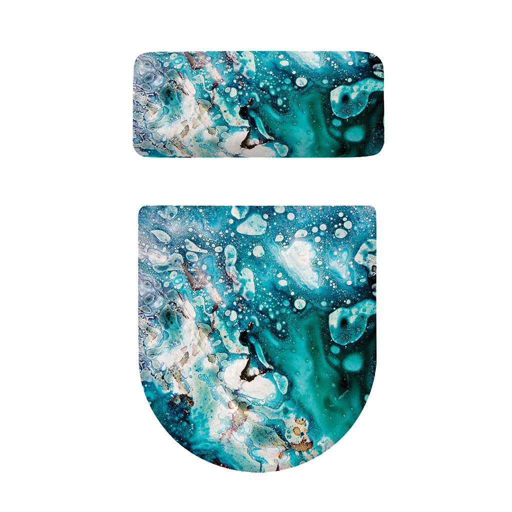 Blue Ocean Acid Melt Print Toilet Lid And Tank Cover Set