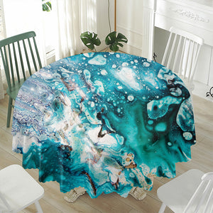 Blue Ocean Acid Melt Print Waterproof Round Tablecloth