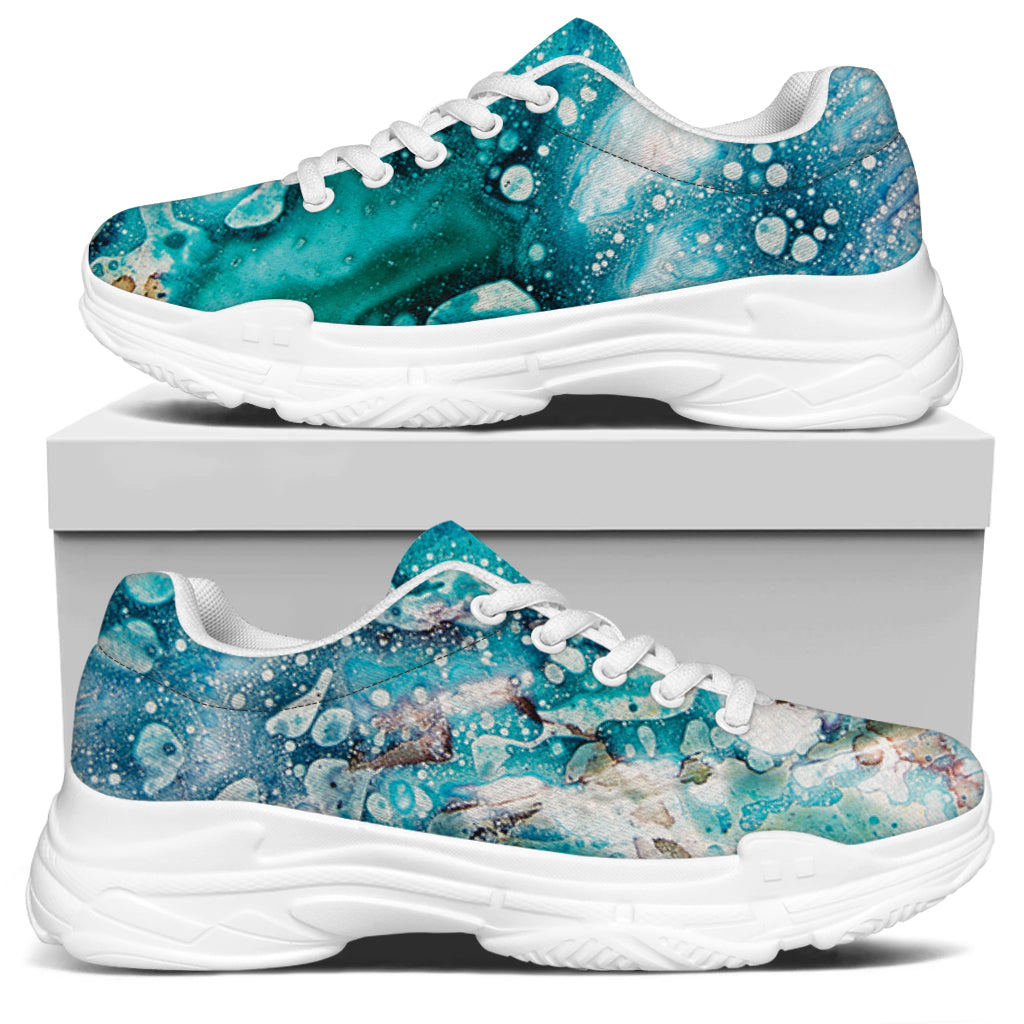 Blue Ocean Acid Melt Print White Chunky Shoes