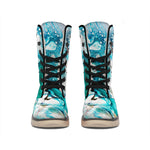 Blue Ocean Acid Melt Print Winter Boots