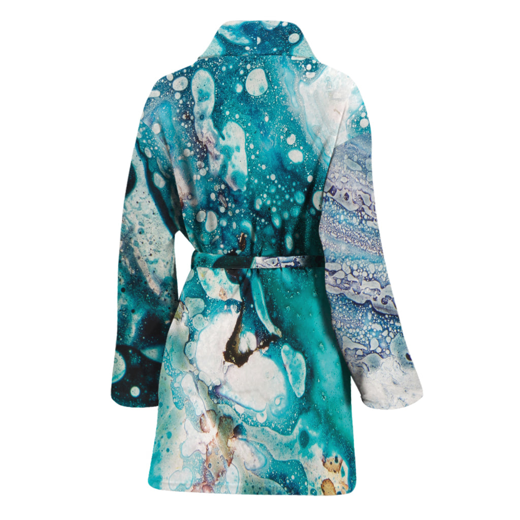Blue Ocean Acid Melt Print Women's Bathrobe