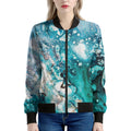 Blue Ocean Acid Melt Print Women's Bomber Jacket