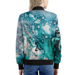 Blue Ocean Acid Melt Print Women's Bomber Jacket