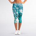 Blue Ocean Acid Melt Print Women's Capri Leggings
