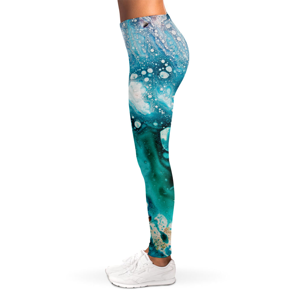 Blue Ocean Acid Melt Print Women's Leggings