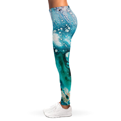 Blue Ocean Acid Melt Print Women's Leggings