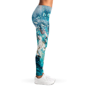 Blue Ocean Acid Melt Print Women's Leggings