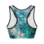 Blue Ocean Acid Melt Print Women's Sports Bra