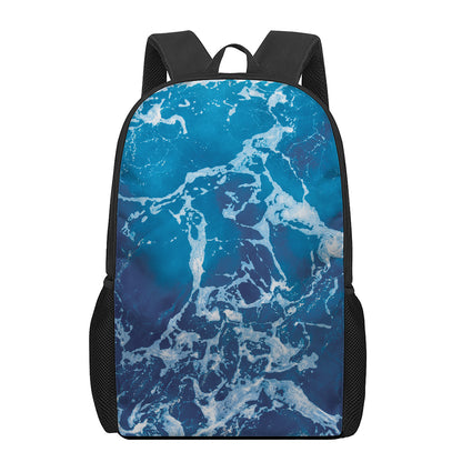 Blue Ocean Print 17 Inch Backpack