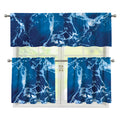 Blue Ocean Print 3 Piece Kitchen Curtains
