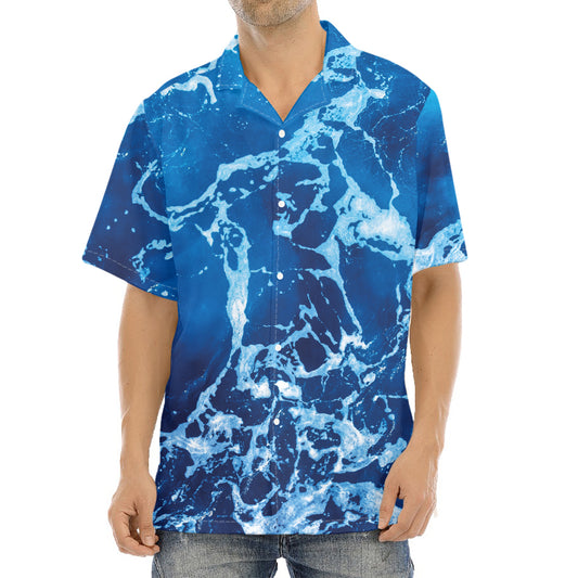 Blue Ocean Print Aloha Shirt