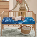 Blue Ocean Print Baby Crib Sheet