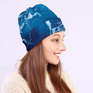 Blue Ocean Print Beanie