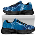 Blue Ocean Print Black Chunky Shoes