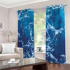 Blue Ocean Print Blackout Grommet Curtains