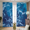 Blue Ocean Print Dimout Pencil Pleat Curtains