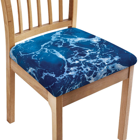 Blue Ocean Print Chair Cushion Cover