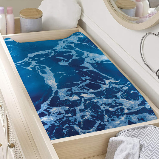 Blue Ocean Print Changing Pad Cover