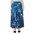 Blue Ocean Print Chiffon Maxi Skirt