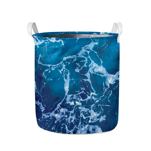 Blue Ocean Print Collapsible Laundry Basket