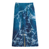 Blue Ocean Print Cotton Front Slit Maxi Skirt