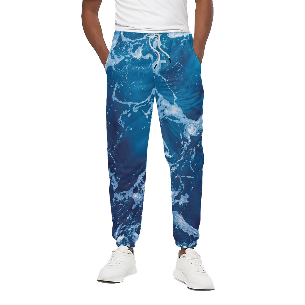 Blue Ocean Print Cotton Pants