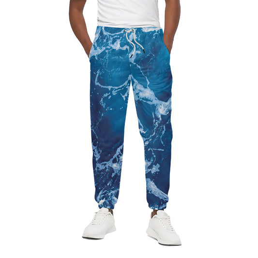 Blue Ocean Print Cotton Pants