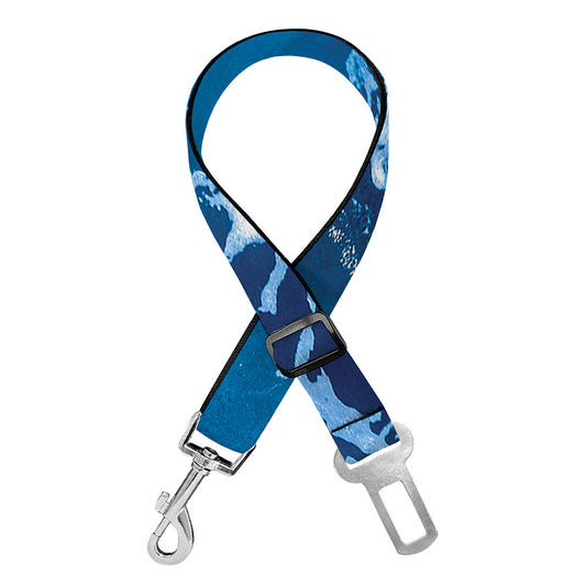 Blue Ocean Print Dog Seat Belt