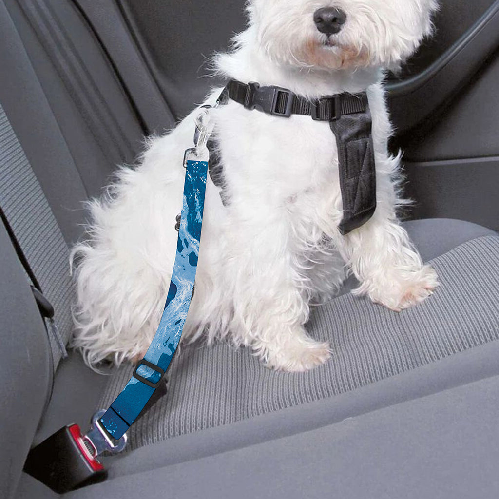 Blue Ocean Print Dog Seat Belt