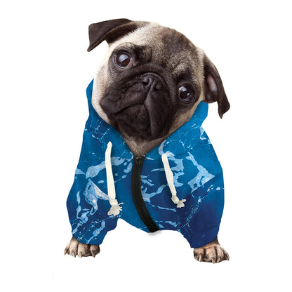 Blue Ocean Print Dog Zip Up Hoodie
