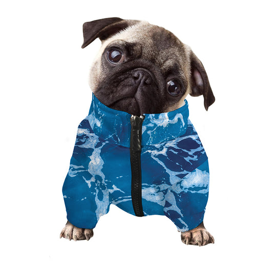 Blue Ocean Print Dog Zip Up Jacket