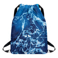 Blue Ocean Print Drawstring Backpack