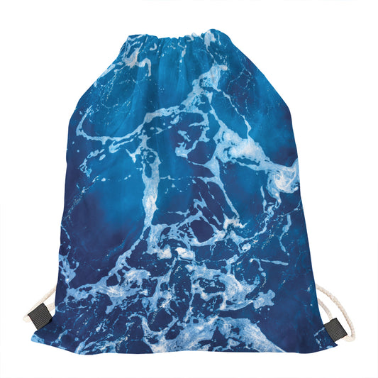 Blue Ocean Print Drawstring Bag