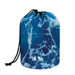 Blue Ocean Print Drawstring Makeup Bag