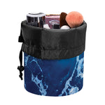 Blue Ocean Print Drawstring Makeup Bag