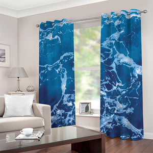 Blue Ocean Print Grommet Curtains