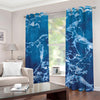 Blue Ocean Print Grommet Curtains