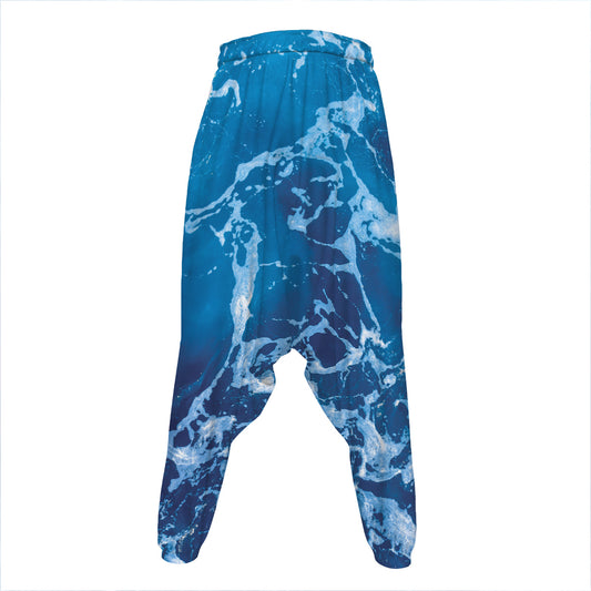 Blue Ocean Print Hammer Pants