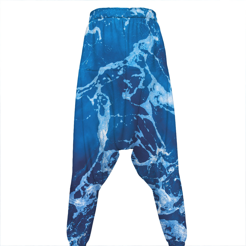 Blue Ocean Print Hammer Pants