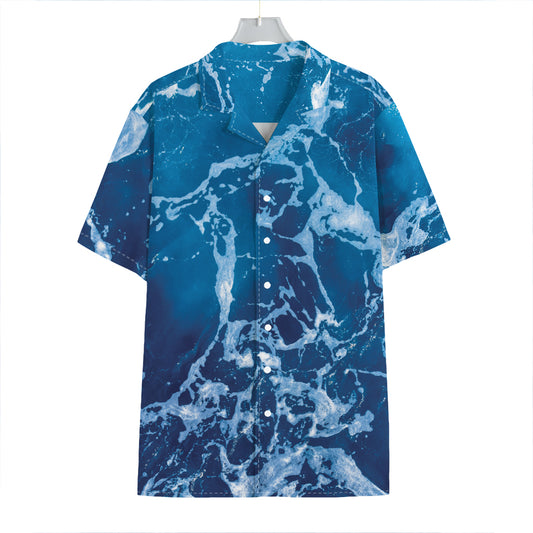 Blue Ocean Print Hawaiian Shirt