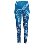 Blue Ocean Print High-Waisted Pocket Leggings